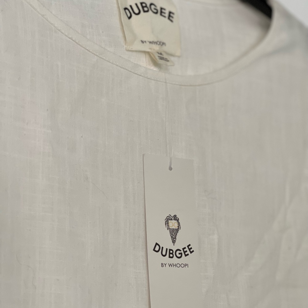 DUBGEE by Whoopi white 3/4 sleeve cocoon dress